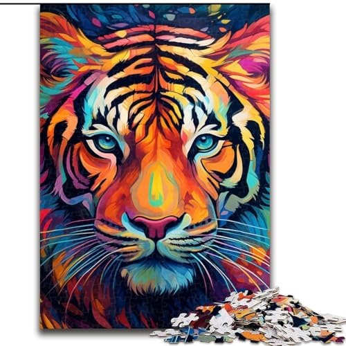 1000-teiliges Puzzle, farbenfroher Kunsttiger aus Holz, kompliziertes Design für Teenager, DIY-Dekor und gehirnfördernder Spaß, 50x75cm, DIY-Kunstdekor 1000-teiliges Puzzle, farbenfroher Kunsttiger aus Holz, kompliziertes Design für Teenager, DIY-Dekor und gehirnfördernder Spaß, 50x75cm, DIY-Kunstdekor von MLADSOEHK