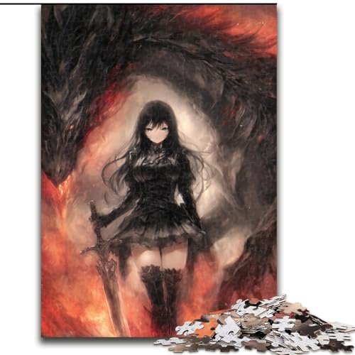 1000-teiliges Puzzle für Erwachsene, Anime-Mädchen-Drache, Stressabbau, schwierige Herausforderung, Wichtelgeschenke für Kinder ab 14 Jahren (Größe 50x75cm) von MLADSOEHK