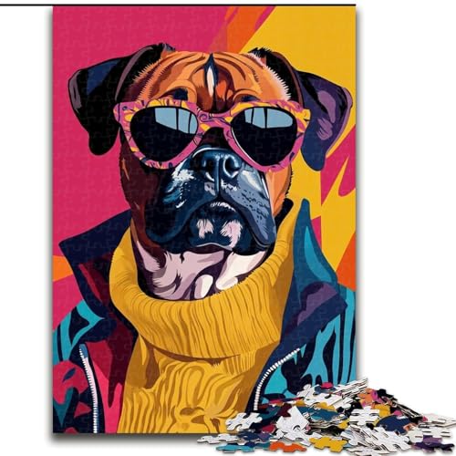 1000-teiliges Puzzle für Erwachsene, Boxerhund, Stressabbau, schwierige Herausforderung, Wichtelgeschenke für Kinder ab 14 Jahren (Größe 26x38cm) von MLADSOEHK