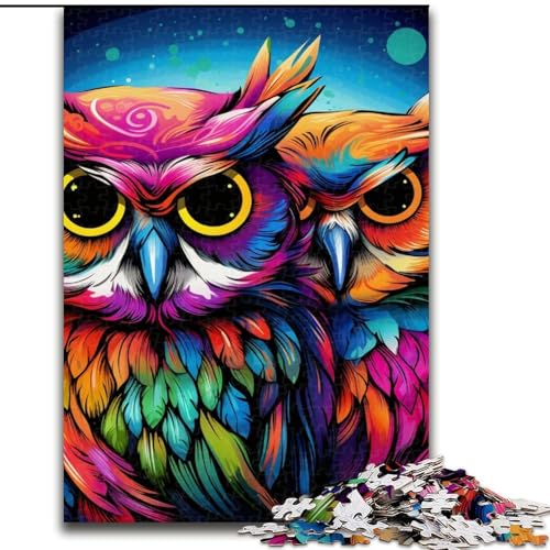 1000-teiliges Puzzle für Erwachsene, Bunte Kunst-Eule aus Holz, hochschwieriges Denkspiel für Teenager, 50x75cm, Lernspielzeug für Teenager, Heimbüro-Dekor 1000-teiliges Puzzle für Erwachsene, Bunte Kunst-Eule aus Holz, hochschwieriges Denkspiel für Teenager, 50x75cm, Lernspielzeug für Teenager, Heimbüro-Dekor von MLADSOEHK