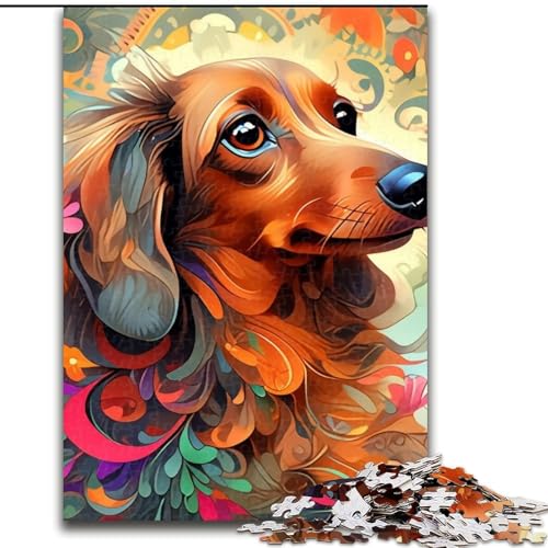 1000-teiliges Puzzle für Erwachsene, Dackel, aus Holz, perfekte Dekoration für Zuhause oder das Büro, 50x75cm, DIY-Kunstdekor 1000-teiliges Puzzle für Erwachsene, Dackel, aus Holz, perfekte Dekoration für Zuhause oder das Büro, 50x75cm, DIY-Kunstdekor von MLADSOEHK