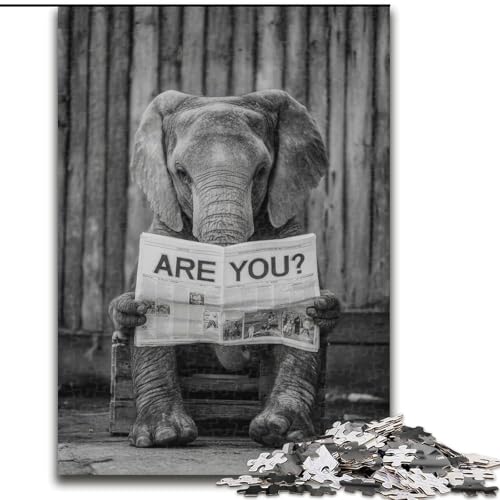 1000-teiliges Puzzle für Erwachsene, Elefant auf der Toilette, Stressabbau, schwierige Herausforderung, Wichtelgeschenke für Kinder ab 14 Jahren (Größe 26x38cm) von MLADSOEHK