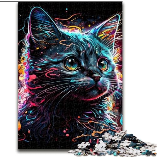 1000-teiliges Puzzle für Erwachsene, Fantasiekatze aus Holz, hochschwieriges Denkspiel für Jugendliche, 50x75cm, für Teenager und Familienspaß 1000-teiliges Puzzle für Erwachsene, Fantasiekatze aus Holz, hochschwieriges Denkspiel für Jugendliche, 50x75cm, für Teenager und Familienspaß von MLADSOEHK
