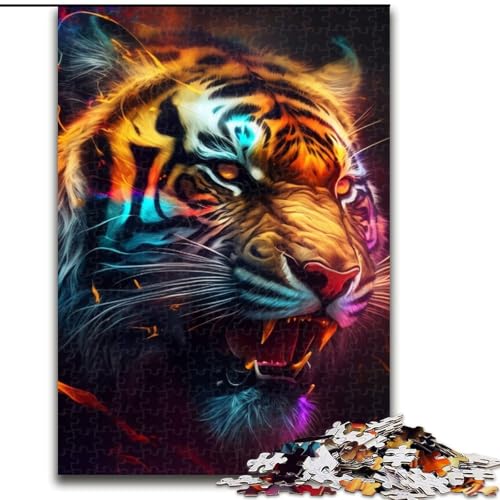 1000-teiliges Puzzle für Erwachsene, Fantasy-Tiger, aus Holz, für Jugendliche ab 14 Jahren, Heimdekoration, 50x75cm, als Geburtstags-, Urlaubs-, Weihnachts 1000-teiliges Puzzle für Erwachsene, Fantasy-Tiger, aus Holz, für Jugendliche ab 14 Jahren, Heimdekoration, 50x75cm, als Geburtstags-, Urlaubs-, Weihnachts von MLADSOEHK