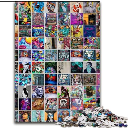 1000-teiliges Puzzle für Erwachsene, Graffiti-Kunst aus Holz, für Teenager ab 14 Jahren, Heimdekoration, 50x75cm, pädagogisches und unterhaltsames Indoor-Spiel für die Heimdekoration 1000-teiliges Puzzle für Erwachsene, Graffiti-Kunst aus Holz, für Teenager ab 14 Jahren, Heimdekoration, 50x75cm, pädagogisches und unterhaltsames Indoor-Spiel für die Heimdekoration von MLADSOEHK
