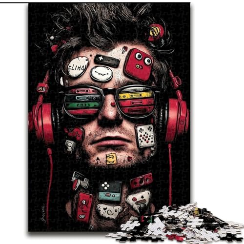 1000-teiliges Puzzle für Erwachsene, Junge mit Kopfhörern, Stressabbau, schwierige Herausforderung, Wichtelgeschenke für Kinder ab 14 Jahren (Größe 26x38cm) von MLADSOEHK