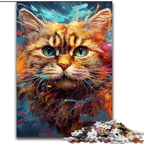 1000-teiliges Puzzle für Erwachsene, Katze aus Holz, hochschwieriges Denkspiel für Jugendliche, 50x75cm, Lernspielzeug für Jugendliche, Heimbüro-Dekor von MLADSOEHK