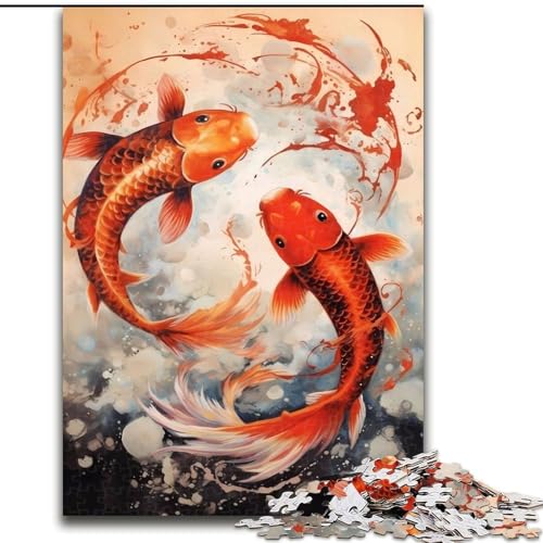 1000-teiliges Puzzle für Erwachsene, Koi-Fische-Puzzle, anspruchsvolles Denkspiel für Teenager, perfekt als Heimdekoration oder Geschenk (Größe: 26x38cm) von MLADSOEHK
