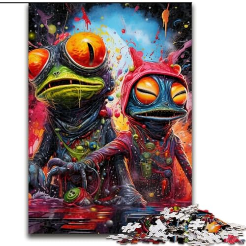 1000-teiliges Puzzle für Erwachsene, Kunst, seltsame Frösche, aus Holz, perfekte DIY-Kunstdekoration oder Geburtstagsgeschenk, 50x75cm, Lernspielzeug für Teenager, Heimbüro-Dekor 1000-teiliges Puzzle für Erwachsene, Kunst, seltsame Frösche, aus Holz, perfekte DIY-Kunstdekoration oder Geburtstagsgeschenk, 50x75cm, Lernspielzeug für Teenager, Heimbüro-Dekor von MLADSOEHK