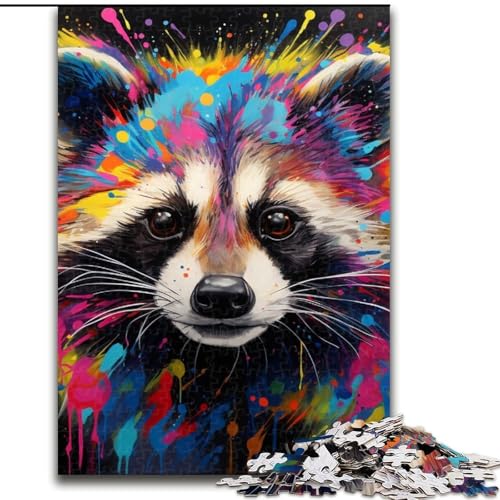1000-teiliges Puzzle für Erwachsene, Kunst-Waschbär, aus Holz, für Jugendliche ab 14 Jahren, Heimdekoration, 50x75cm, für Geburtstage, Feiertage, Weihnachten, Halloween 1000-teiliges Puzzle für Erwachsene, Kunst-Waschbär, aus Holz, für Jugendliche ab 14 Jahren, Heimdekoration, 50x75cm, für Geburtstage, Feiertage, Weihnachten, Halloween von MLADSOEHK