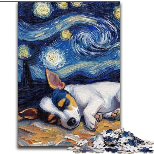 1000-teiliges Puzzle für Erwachsene, Rat Terrier, Sternenhimmel-Puzzle, anspruchsvolles Denkspiel für Teenager, perfekt als Heimdekoration oder Geschenk (Größe: 26x38cm) von MLADSOEHK