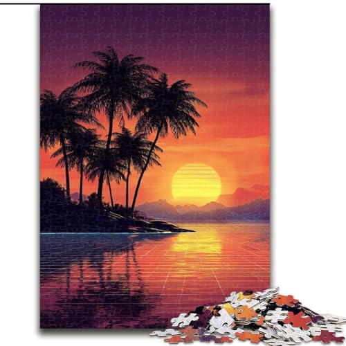 1000-teiliges Puzzle für Erwachsene, Sonnenuntergangsstrand, Stressabbau, schwierige Herausforderung, Wichtelgeschenke für Kinder ab 14 Jahren (Größe 26x38cm) von MLADSOEHK