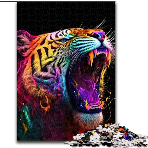 1000-teiliges Puzzle für Erwachsene, Tiger, buntes Tierpuzzle, anspruchsvolles Denkspiel für Teenager, perfekt als Heimdekoration oder Geschenk (Größe: 26x38cm) von MLADSOEHK