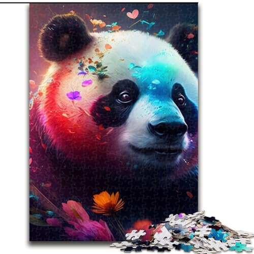 1000-teiliges Puzzle für Erwachsene, farbenfroher Kunst-Panda aus Holz, für Teenager ab 14 Jahren, Heimdekoration, 50x75cm, pädagogisches und unterhaltsames Indoor-Spiel für die Heimdekoration von MLADSOEHK