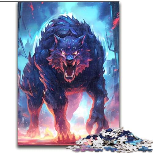 1000-teiliges Puzzle für Erwachsene, riesiges blaues Wolf-Puzzle, anspruchsvolles Denkspiel für Teenager, perfekt als Heimdekoration oder Geschenk (Größe: 26x38cm) von MLADSOEHK