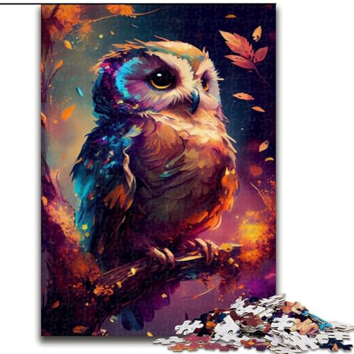 1000-teiliges Puzzle für Erwachsene, süße Eule, zum Stressabbau, schwierige Herausforderung, Wichtelgeschenke für Kinder ab 14 Jahren (Größe 50x75cm) von MLADSOEHK