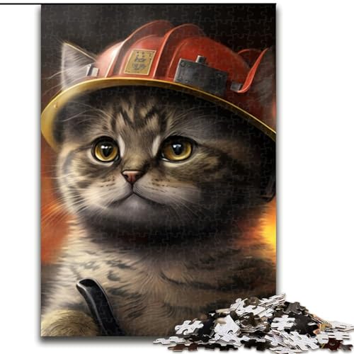1000-teiliges Puzzle für Erwachsene,Feuerwehrmann-Katze,aus Holz, Kinder ab 14 Jahren,50x75cm,für Teenager und Familien,perfekte DIY-Dekoration und knifflige Herausforderung 1000-teiliges Puzzle für Erwachsene,Feuerwehrmann-Katze,aus Holz, Kinder ab 14 Jahren,50x75cm,für Teenager und Familien,perfekte DIY-Dekoration und knifflige Herausforderung von MLADSOEHK