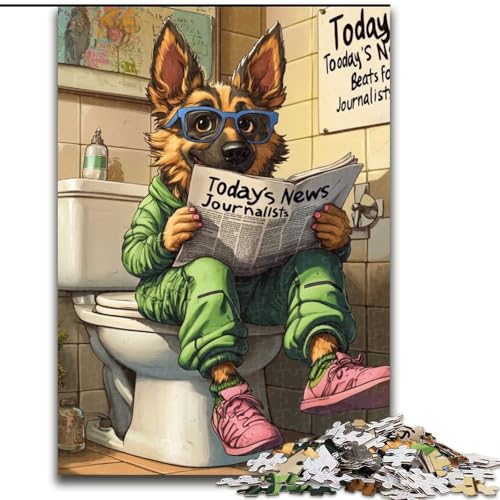 1000-teiliges Puzzle für Erwachsene „Deutscher Schäferhund geht auf die Toilette“ aus Holz, hochschwieriges Denkspiel für Jugendliche, 50x75cm, Lernspielzeug für Jugendliche, Heimbüro-Dekor 1000-teiliges Puzzle für Erwachsene „Deutscher Schäferhund geht auf die Toilette“ aus Holz, hochschwieriges Denkspiel für Jugendliche, 50x75cm, Lernspielzeug für Jugendliche, Heimbüro-Dekor von MLADSOEHK
