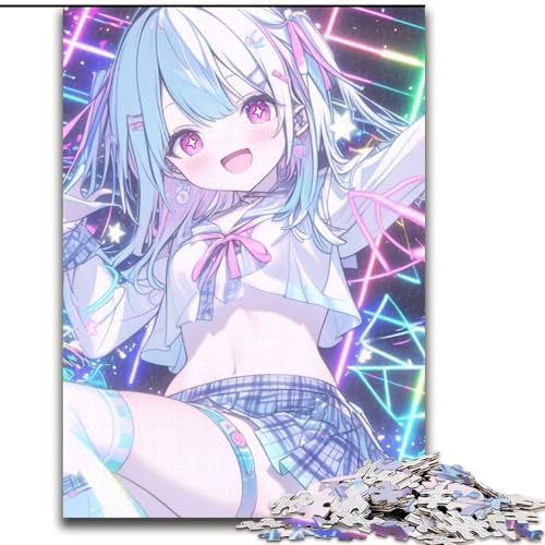 1000-teiliges Puzzle für Erwachsene und Jugendliche, Anime-Mädchen, Stressabbau mit vollständig ineinandergreifenden, zufällig geformten Teilen für Kinder ab 14 Jahren (Größe 50x75cm) von MLADSOEHK