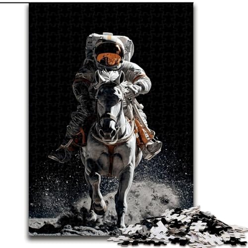 1000-teiliges Puzzle für Erwachsene und Jugendliche, Astronaut auf dem Pferd, geeignet für Kinder ab 14 Jahren, Wohndeko-Angebot als Geschenk für die ganze Familie (Größe 26x38cm) von MLADSOEHK