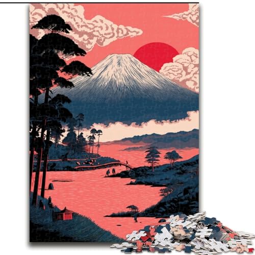 1000-teiliges Puzzle für Erwachsene und Jugendliche, Berg Fuji, für Alter 14+, geeignet für Paare, Spaß bei Aktivitäten zu Hause, Geburtstagsgeschenk, Reisegeschenk (Größe 50x75cm) von MLADSOEHK