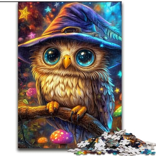 1000-teiliges Puzzle für Erwachsene und Jugendliche, Eulen-Zauberer, Dekomprimierendes intellektuelles Lernspielzeug, Geburtstagsgeschenk, Geschenke (Größe 26x38cm) von MLADSOEHK