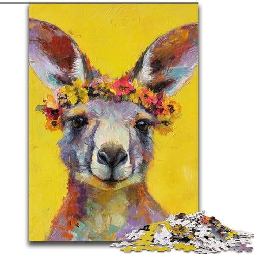 1000-teiliges Puzzle für Erwachsene und Jugendliche, Känguru-Ölgemälde, Stressabbau-Spielzeug, einzigartige Heimdekoration und Geschenke für 14-Jährige (Größe 26x38cm) von MLADSOEHK