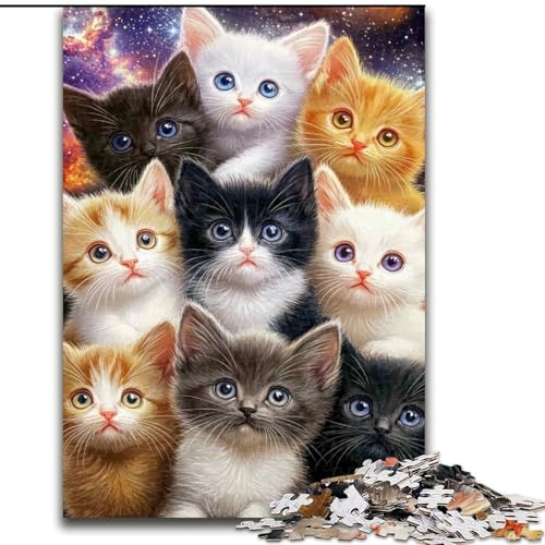 1000-teiliges Puzzle für Erwachsene und Jugendliche, Kätzchen, Stressabbau-Spielzeug, einzigartige Heimdekoration und Geschenke für 14-Jährige (Größe 50x75cm) von MLADSOEHK