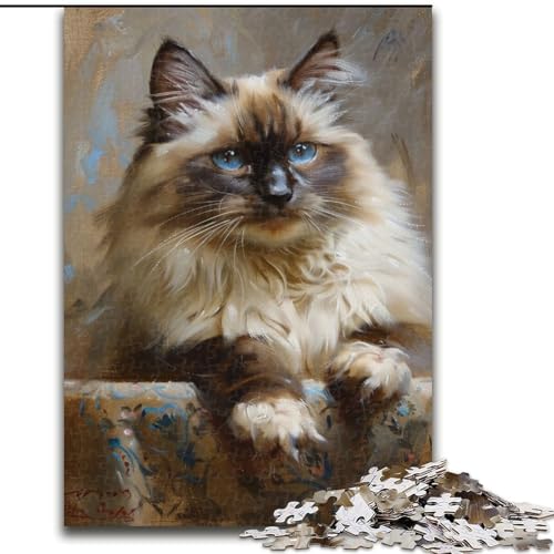 1000-teiliges Puzzle für Erwachsene und Jugendliche, Maine-Coon-Katze, entspannendes intellektuelles Lernspielzeug, Geburtstagsgeschenk, Geschenke (Größe 50x75cm) von MLADSOEHK