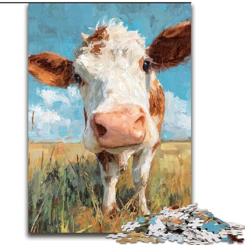 1000-teiliges Puzzle für Erwachsene und Jugendliche, Milchkuh, geeignet für Kinder ab 14 Jahren, Heimdekoration, tolles Geschenk für die ganze Familie (Größe 26x38cm) von MLADSOEHK