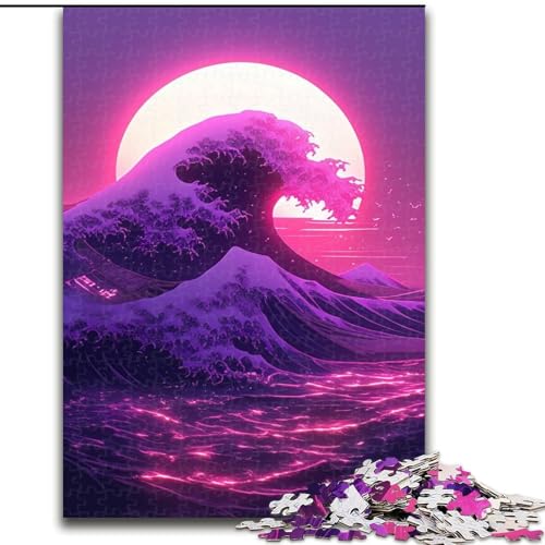 1000-teiliges Puzzle für Erwachsene und Jugendliche, Neon-Japanische Welle, Dekomprimierendes intellektuelles Lernspielzeug, Geburtstagsgeschenk, Geschenke (Größe 50x75cm) von MLADSOEHK