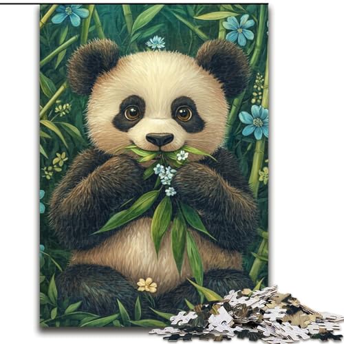 1000-teiliges Puzzle für Erwachsene und Jugendliche, Panda isst Bambus, Stressabbau-Spielzeug, einzigartige Heimdekoration und Geschenke für 14-Jährige (Größe 50x75cm) von MLADSOEHK