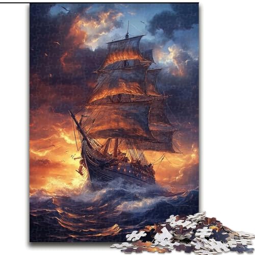 1000-teiliges Puzzle für Erwachsene und Jugendliche, Piratenschiff, Spielzeug zum Stressabbau, einzigartige Heimdekoration und Geschenke für 14-Jährige (Größe 26x38cm) von MLADSOEHK
