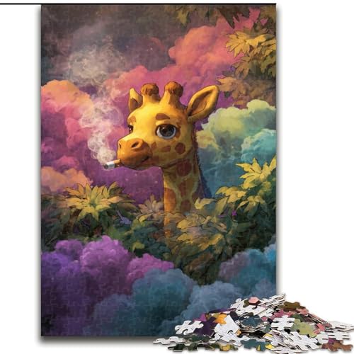 1000-teiliges Puzzle für Erwachsene und Jugendliche, Rauchgiraffe, dekomprimierendes intellektuelles Lernspielzeug, Geburtstagsgeschenk, Geschenke (Größe 50x75cm) von MLADSOEHK