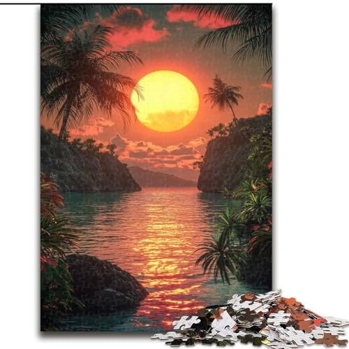 1000-teiliges Puzzle für Erwachsene und Jugendliche, Strandsonnenuntergang, Spielzeug zum Stressabbau, einzigartige Heimdekoration und Geschenke für 14-Jährige (Größe 26x38cm) von MLADSOEHK