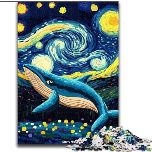 1000-teiliges Puzzle für Erwachsene und Jugendliche, Wale am Nachthimmel, Stressabbau-Spielzeug, einzigartige Heimdekoration und Geschenke für 14-Jährige (Größe 26x38cm) von MLADSOEHK