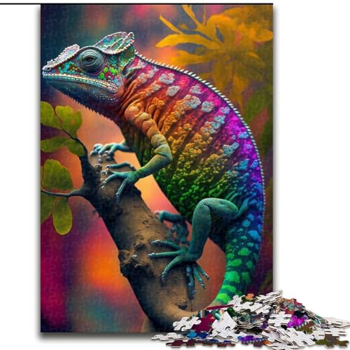 1000-teiliges Puzzle für Erwachsene und Jugendliche, abstraktes Chamäleon, Stressabbau-Spielzeug, einzigartige Heimdekoration und Geschenke für 14-Jährige (Größe 26x38cm) von MLADSOEHK