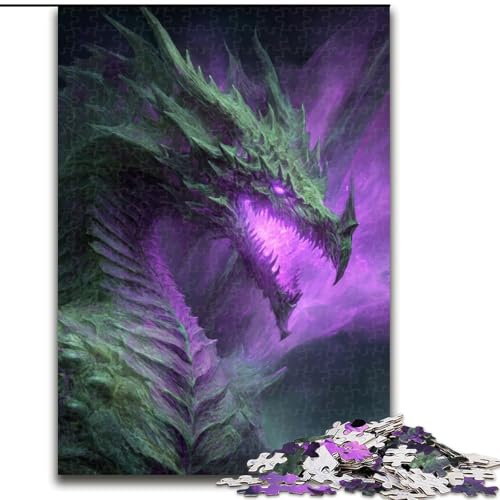 1000-teiliges Puzzle für Erwachsene und Jugendliche, geheimnisvoller Drache, Spielzeug zum Stressabbau, einzigartige Heimdekoration und Geschenke für 14-Jährige (Größe 50x75cm) von MLADSOEHK