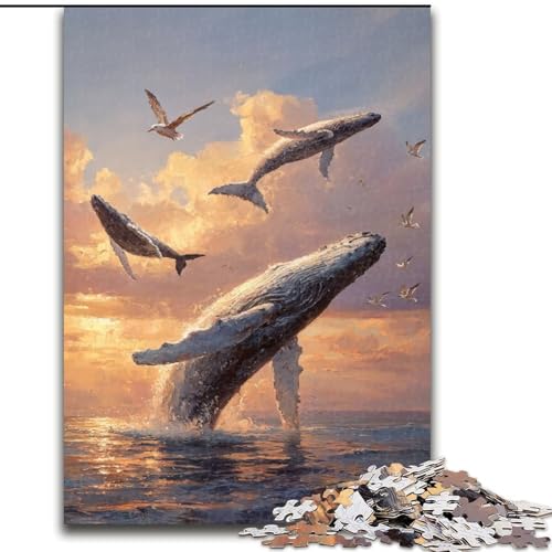 1000-teiliges Puzzle für Erwachsene und Jugendliche, geheimnisvoller Wal, Spielspielzeug, jedes Teil ist einzigartig – anspruchsvolles Familienspiel für Kinder ab 14 Jahren (Größe 50x75cm) von MLADSOEHK
