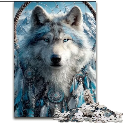 1000-teiliges Puzzle für Erwachsene und Jugendliche, indischer Wolf, Spielzeug zum Stressabbau, einzigartige Heimdekoration und Geschenke für 14-Jährige (Größe 50x75cm) von MLADSOEHK
