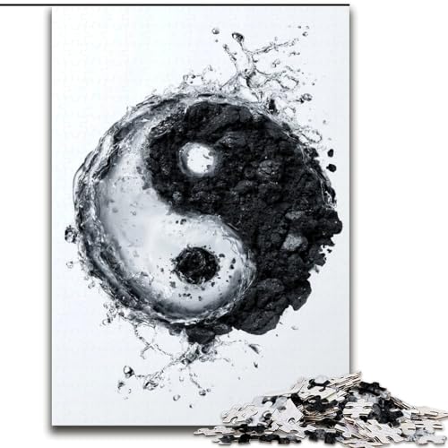 1000-teiliges Puzzle für Erwachsene und Jugendliche, schwarz-weißes Yin und Yang, Stressabbau-Spielzeug, einzigartige Heimdekoration und Geschenke für 14-Jährige (Größe 50x75cm) von MLADSOEHK