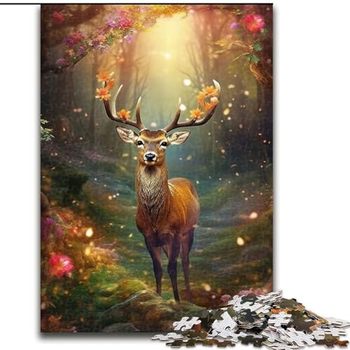 1000-teiliges Puzzle für Erwachsene und Jugendliche, süße Hirschblume, Spielzeug zum Stressabbau, einzigartige Heimdekoration und Geschenke für 14-Jährige (Größe 26x38cm) von MLADSOEHK