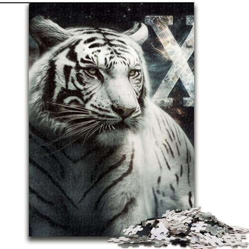 1000-teiliges Puzzle für Erwachsene und Jugendliche, weißer Tiger, Spielspielzeug, jedes Teil ist einzigartig – anspruchsvolles Familienspiel für Kinder ab 14 Jahren (Größe 26x38cm) von MLADSOEHK