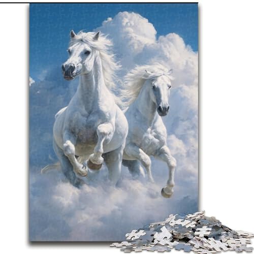 1000-teiliges Puzzle für Erwachsene und Jugendliche, weißes Pferd, Stressabbau-Spielzeug, einzigartige Heimdekoration und Geschenke für 14-Jährige (Größe 50x75cm) von MLADSOEHK