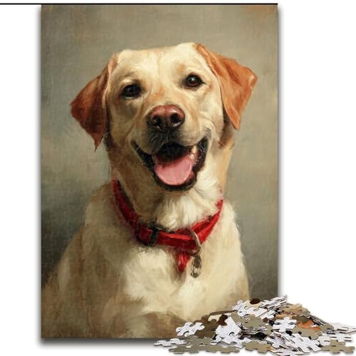 1000-teiliges Puzzle für Erwachsene und Jugendliche Happy Labrador, Stressabbau mit vollständig ineinandergreifenden, zufällig geformten Teilen für Kinder ab 14 Jahren (Größe 26x38cm) von MLADSOEHK
