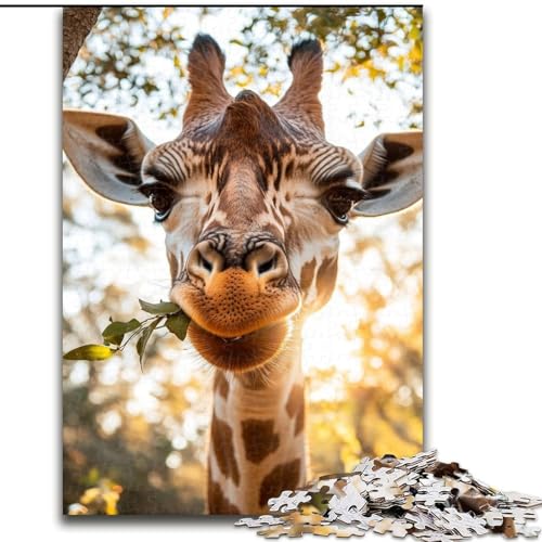 1000-teiliges Puzzle für Jugendliche und Erwachsene, Giraffe im Wald, Lernspiel, Herausforderungsspielzeug, verbessert das Gedächtnis, für 14-Jährige (Größe 26x38cm) von MLADSOEHK