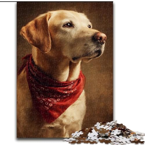 1000-teiliges Puzzle für Jugendliche und Erwachsene, Golden Retriever, für 14+, für Familienspaß und Spieleabende, Künstlersammlung, Bildende Kunst (Größe 26x38cm) von MLADSOEHK