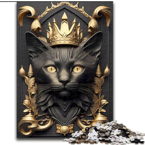 1000-teiliges Puzzle für Jugendliche und Erwachsene, Katze, goldenes Art-Deco-Spielzeug, Lernspiel, Herausforderung, Gedächtnistraining, für 14-Jährige (Größe 50x75cm) von MLADSOEHK