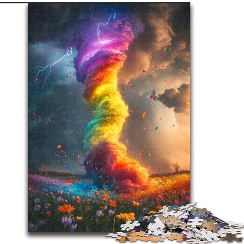 1000-teiliges Puzzle für Jugendliche und Erwachsene, Regenbogen-Tornado, für 14+, für Familienspaß und Spieleabende, Künstlersammlung, Bildende Kunst (Größe 26x38cm) von MLADSOEHK