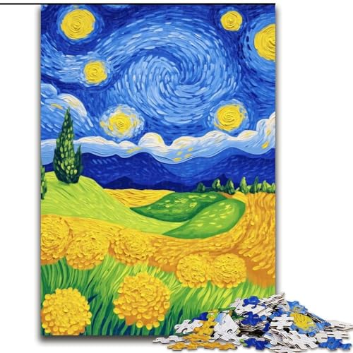 1000-teiliges Puzzle für Jugendliche und Erwachsene, Van Gogh Fields, für Lernspiele, Herausforderungsspielzeug, zur Verbesserung des Gedächtnisses für 14-Jährige (Größe 26x38cm) von MLADSOEHK